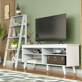 Combo Mueble de TV y Biblioteca Udine Blanco 150x58cm Para TV Hasta 65 Pulgadas con Ranuras para Cables - MUEBLES DE TV | Bylmo