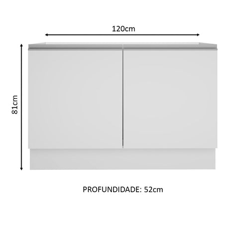 Mueble Inferior de Cocina Glamy Blanco 120x81cm sin Mesón y sin Estufa con 3 Entrepaños - MUEBLES INFERIORES DE COCINA | Bylmo