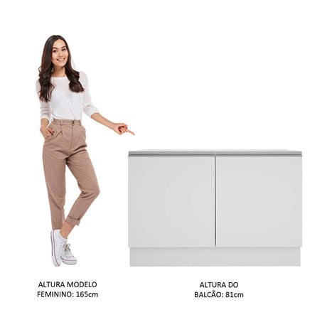 Mueble Inferior de Cocina Glamy Blanco 120x81cm sin Mesón y sin Estufa con 3 Entrepaños - MUEBLES INFERIORES DE COCINA | Bylmo