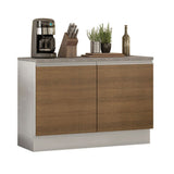 Mueble Inferior de Cocina Glamy Blanco y Marron 120x84cm con Mesón de Madera y sin Estufa con 3 Entrepaños - MUEBLES INFERIORES DE COCINA | Bylmo
