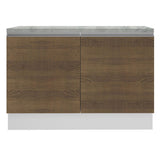 Mueble Inferior de Cocina Glamy Blanco y Marron 120x84cm con Mesón de Madera y sin Estufa con 3 Entrepaños - MUEBLES INFERIORES DE COCINA | Bylmo