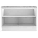 Mueble Inferior de Cocina Glamy Blanco y Marron 120x84cm con Mesón de Madera y sin Estufa con 3 Entrepaños - MUEBLES INFERIORES DE COCINA | Bylmo