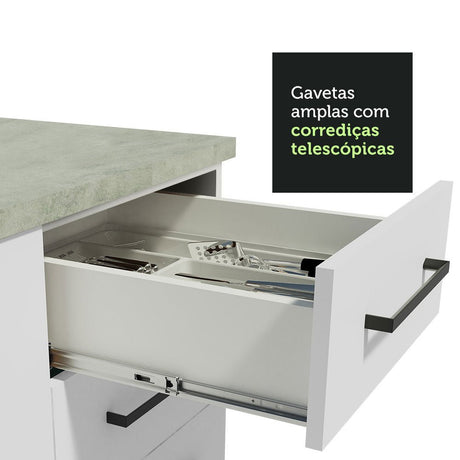 Mueble Inferior de Cocina Agata Blanco 120x81cm sin Mesón y sin Estufa con 2 Cajones - MUEBLES INFERIORES DE COCINA | Bylmo