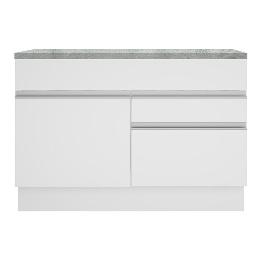Mueble Inferior de Cocina Glamy Blanco 120x84cm con Mesón de Madera y sin Estufa con 2 Cajones - MUEBLES INFERIORES DE COCINA | Bylmo