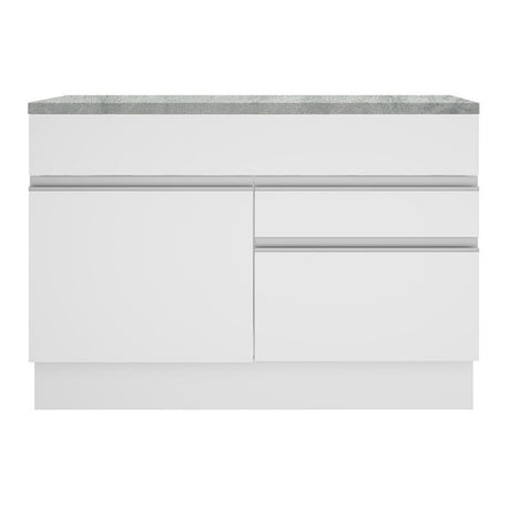 Mueble Inferior de Cocina Glamy Blanco 120x84cm con Mesón de Madera y sin Estufa con 2 Cajones - MUEBLES INFERIORES DE COCINA | Bylmo