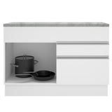 Mueble Inferior de Cocina Glamy Blanco 120x84cm con Mesón de Madera y sin Estufa con 2 Cajones - MUEBLES INFERIORES DE COCINA | Bylmo