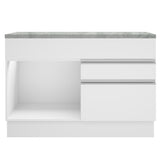 Mueble Inferior de Cocina Glamy Blanco 120x84cm con Mesón de Madera y sin Estufa con 2 Cajones - MUEBLES INFERIORES DE COCINA | Bylmo