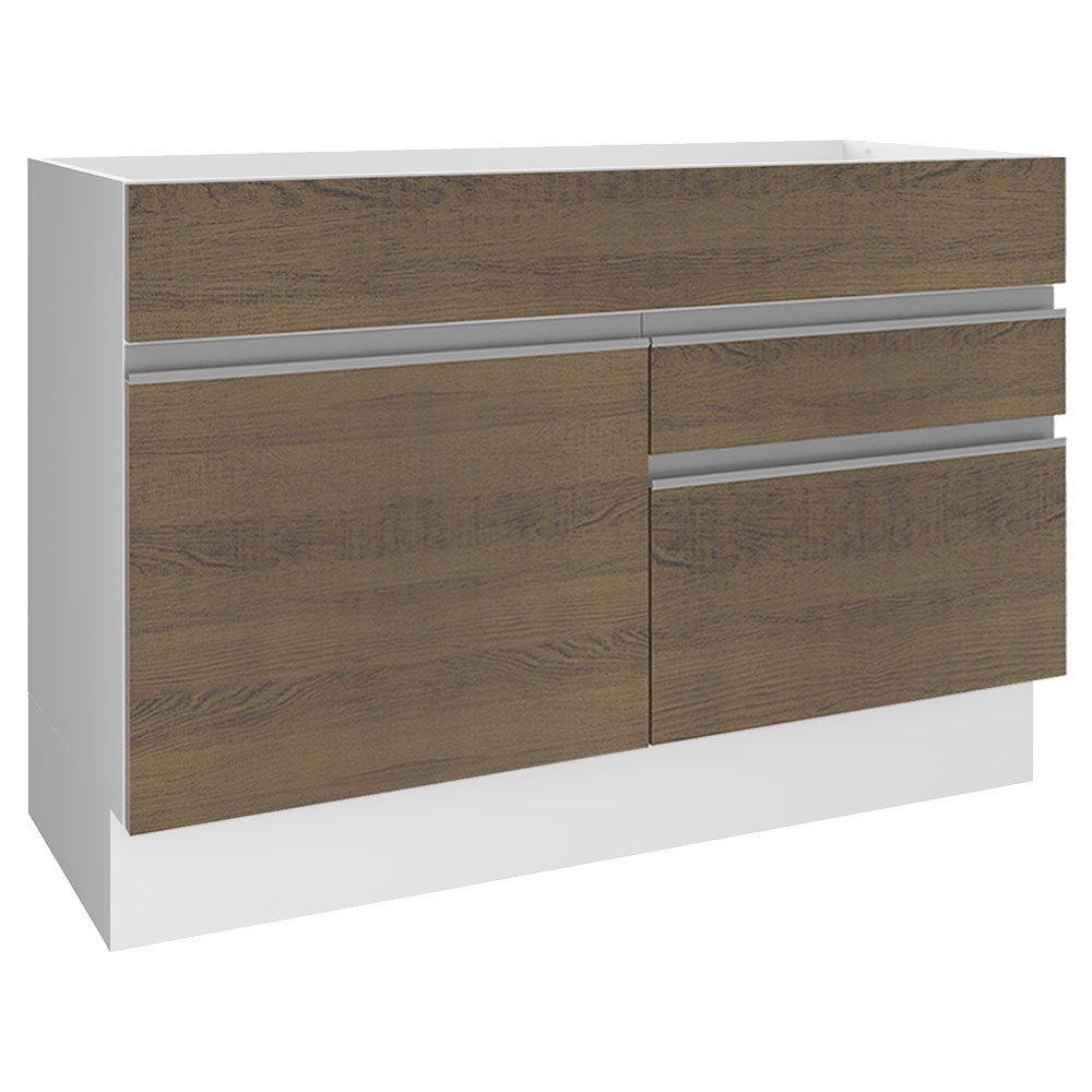 Mueble Inferior de Cocina Glamy Blanco y Marron 120x81cm sin Mesón y sin Estufa con 2 Cajones - MUEBLES INFERIORES DE COCINA | Bylmo