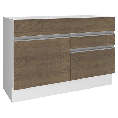 Mueble Inferior de Cocina Glamy Blanco y Marron 120x81cm sin Mesón y sin Estufa con 2 Cajones - MUEBLES INFERIORES DE COCINA | Bylmo
