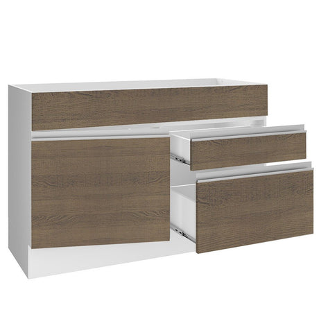 Mueble Inferior de Cocina Glamy Blanco y Marron 120x81cm sin Mesón y sin Estufa con 2 Cajones - MUEBLES INFERIORES DE COCINA | Bylmo