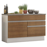 Mueble Inferior de Cocina Glamy Blanco y Marron 120x84cm con Mesón de Madera y sin Estufa con 2 Cajones - MUEBLES INFERIORES DE COCINA | Bylmo