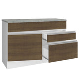 Mueble Inferior de Cocina Glamy Blanco y Marron 120x84cm con Mesón de Madera y sin Estufa con 2 Cajones - MUEBLES INFERIORES DE COCINA | Bylmo