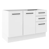 Mueble Inferior de Cocina Agata Blanco 120x81cm sin Mesón y sin Estufa con 3 Cajones - MUEBLES INFERIORES DE COCINA | Bylmo