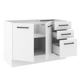 Mueble Inferior de Cocina Agata Blanco 120x81cm sin Mesón y sin Estufa con 3 Cajones - MUEBLES INFERIORES DE COCINA | Bylmo