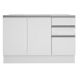 Mueble Inferior de Cocina Glamy Blanco 120x81cm sin Mesón y sin Estufa con 3 Cajones - MUEBLES INFERIORES DE COCINA | Bylmo
