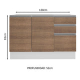 Mueble Inferior de Cocina Glamy Blanco y Marron 120x81cm sin Mesón y sin Estufa con 3 Cajones - MUEBLES INFERIORES DE COCINA | Bylmo