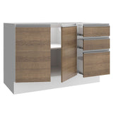 Mueble Inferior de Cocina Glamy Blanco y Marron 120x81cm sin Mesón y sin Estufa con 3 Cajones - MUEBLES INFERIORES DE COCINA | Bylmo
