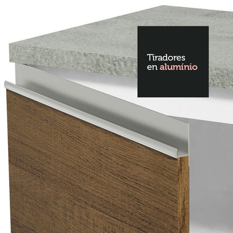 Mueble Inferior de Cocina Glamy Blanco y Marron 120x84cm con Mesón de Madera y sin Estufa con 3 Cajones - MUEBLES INFERIORES DE COCINA | Bylmo