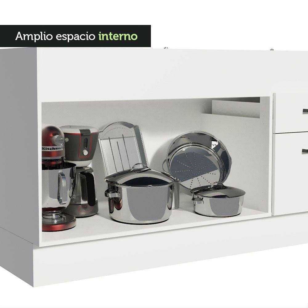 Mueble Inferior de Cocina Agata Blanco 150x81cm sin Mesón y sin Estufa con 2 Cajones - MUEBLES INFERIORES DE COCINA | Bylmo