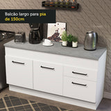 Mueble Inferior de Cocina Agata Blanco 150x84cm con Mesón de Madera y sin Estufa con 2 Cajones - MUEBLES INFERIORES DE COCINA | Bylmo
