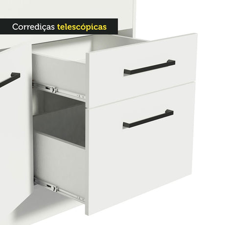 Mueble Inferior de Cocina Agata Blanco 150x84cm con Mesón de Madera y sin Estufa con 2 Cajones - MUEBLES INFERIORES DE COCINA | Bylmo