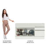 Mueble Inferior de Cocina Glamy Blanco 150x81cm con Mesón de Madera y sin Estufa con 2 Cajones - MUEBLES INFERIORES DE COCINA | Bylmo