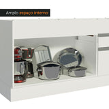 Mueble Inferior de Cocina Glamy Blanco 150x81cm con Mesón de Madera y sin Estufa con 2 Cajones - MUEBLES INFERIORES DE COCINA | Bylmo