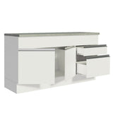 Mueble Inferior de Cocina Glamy Blanco 150x84cm con Mesón de Madera y sin Estufa con 2 Cajones - MUEBLES INFERIORES DE COCINA | Bylmo