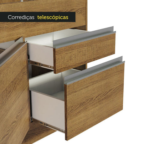 Mueble Inferior de Cocina Glamy Marron 150x81cm sin Mesón y sin Estufa con 2 Cajones - MUEBLES INFERIORES DE COCINA | Bylmo