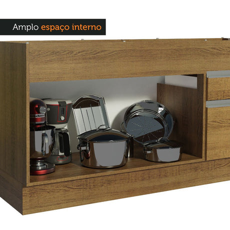 Mueble Inferior de Cocina Glamy Marron 150x81cm sin Mesón y sin Estufa con 2 Cajones - MUEBLES INFERIORES DE COCINA | Bylmo