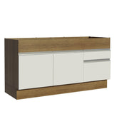 Mueble Inferior de Cocina Glamy Marron y Blanco 150x81cm sin Mesón y sin Estufa con 2 Cajones - MUEBLES INFERIORES DE COCINA | Bylmo