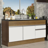 Mueble Inferior de Cocina Glamy Marron y Blanco 150x81cm sin Mesón y sin Estufa con 2 Cajones - MUEBLES INFERIORES DE COCINA | Bylmo
