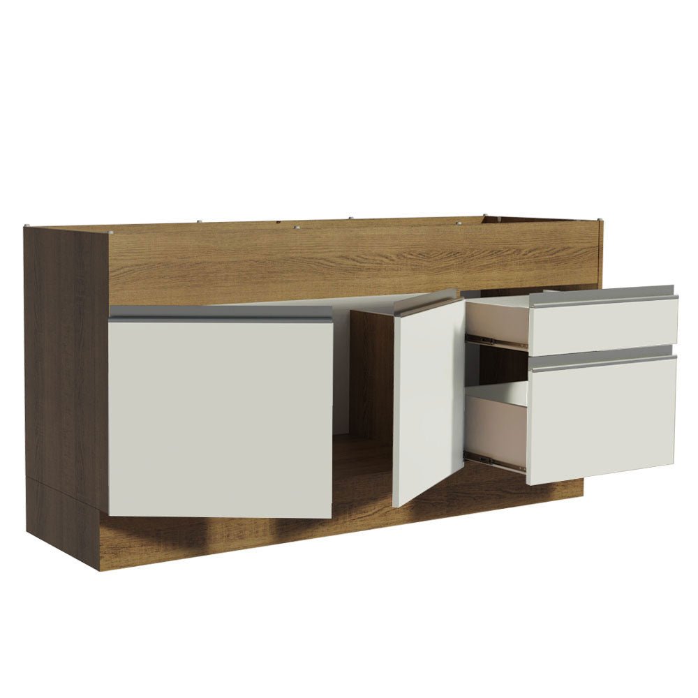 Mueble Inferior de Cocina Glamy Marron y Blanco 150x81cm sin Mesón y sin Estufa con 2 Cajones - MUEBLES INFERIORES DE COCINA | Bylmo