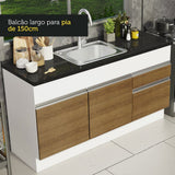 Mueble Inferior de Cocina Glamy Blanco y Marron 150x81cm sin Mesón y sin Estufa - MUEBLES INFERIORES DE COCINA | Bylmo