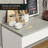 Mueble Inferior de Cocina Glamy Blanco y Marron 150x84cm con Mesón de Madera y sin Estufa - MUEBLES INFERIORES DE COCINA | Bylmo