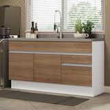 Mueble Inferior de Cocina Glamy Blanco y Marron 150x81cm sin Mesón y sin Estufa con 2 Cajones - MUEBLES INFERIORES DE COCINA | Bylmo