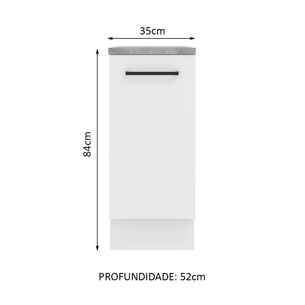 Mueble Inferior de Cocina Agata Blanco 35x84cm con Mesón de Madera y sin Estufa con 2 Entrepaños - MUEBLES INFERIORES DE COCINA | Bylmo