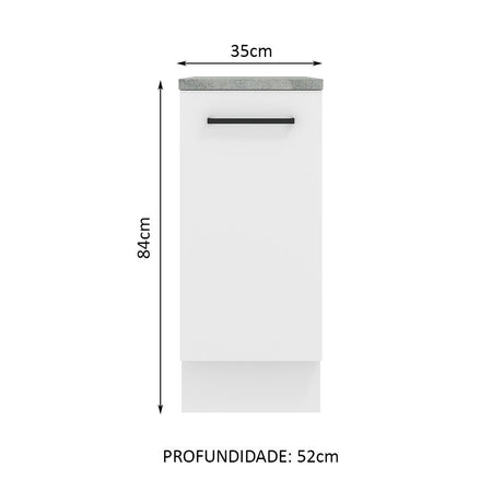 Mueble Inferior de Cocina Agata Blanco 35x84cm con Mesón de Madera y sin Estufa con 2 Entrepaños - MUEBLES INFERIORES DE COCINA | Bylmo