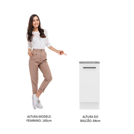 Mueble Inferior de Cocina Agata Blanco 35x84cm con Mesón de Madera y sin Estufa con 2 Entrepaños - MUEBLES INFERIORES DE COCINA | Bylmo