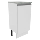Mueble Inferior de Cocina Glamy Blanco 35x84cm con Mesón de Madera y sin Estufa con 2 Entrepaños - MUEBLES INFERIORES DE COCINA | Bylmo