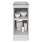 Mueble Inferior de Cocina Glamy Blanco 35x84cm con Mesón de Madera y sin Estufa con 2 Entrepaños - MUEBLES INFERIORES DE COCINA | Bylmo