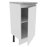 Mueble Inferior de Cocina Glamy Blanco 35x84cm con Mesón de Madera y sin Estufa con 2 Entrepaños - MUEBLES INFERIORES DE COCINA | Bylmo