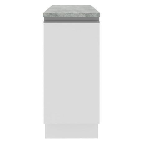 Mueble Inferior de Cocina Glamy Blanco 35x84cm con Mesón de Madera y sin Estufa con 2 Entrepaños - MUEBLES INFERIORES DE COCINA | Bylmo