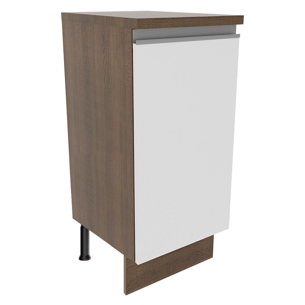 Mueble Inferior de Cocina Glamy Marron y Blanco 35x84cm con Mesón de Madera y sin Estufa con 2 Entrepaños - MUEBLES INFERIORES DE COCINA | Bylmo