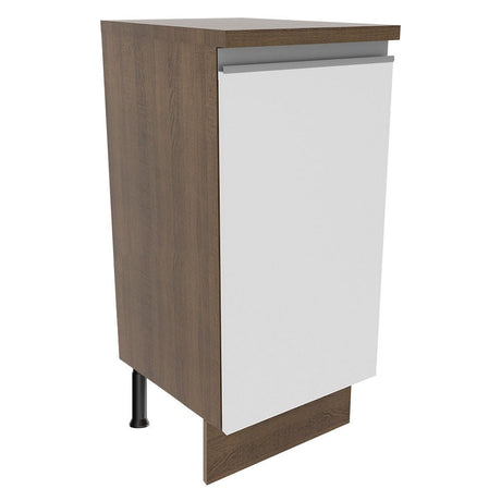 Mueble Inferior de Cocina Glamy Marron y Blanco 35x84cm con Mesón de Madera y sin Estufa con 2 Entrepaños - MUEBLES INFERIORES DE COCINA | Bylmo