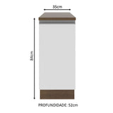 Mueble Inferior de Cocina Glamy Marron y Blanco 35x84cm con Mesón de Madera y sin Estufa con 2 Entrepaños - MUEBLES INFERIORES DE COCINA | Bylmo