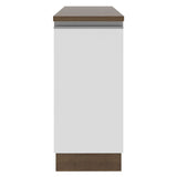 Mueble Inferior de Cocina Glamy Marron y Blanco 35x84cm con Mesón de Madera y sin Estufa con 2 Entrepaños - MUEBLES INFERIORES DE COCINA | Bylmo