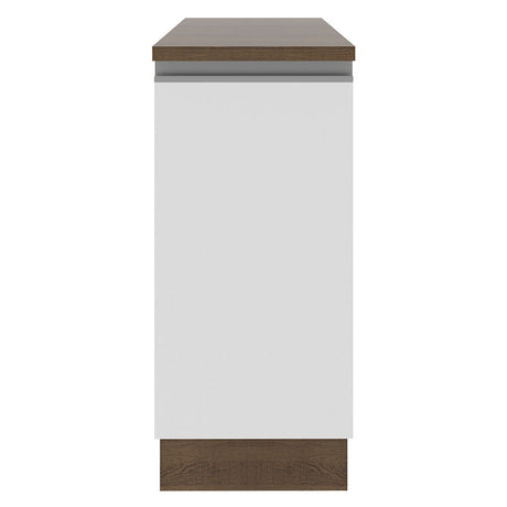 Mueble Inferior de Cocina Glamy Marron y Blanco 35x84cm con Mesón de Madera y sin Estufa con 2 Entrepaños - MUEBLES INFERIORES DE COCINA | Bylmo