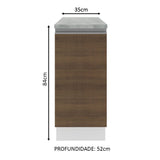 Mueble Inferior de Cocina Glamy Blanco y Marron 35x84cm con Mesón de Madera y sin Estufa con 2 Entrepaños - MUEBLES INFERIORES DE COCINA | Bylmo