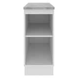 Mueble Inferior de Cocina Glamy Blanco y Marron 35x84cm con Mesón de Madera y sin Estufa con 2 Entrepaños - MUEBLES INFERIORES DE COCINA | Bylmo